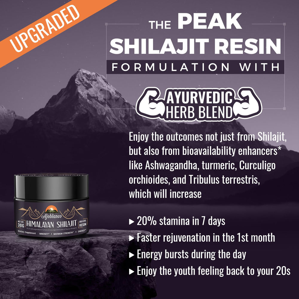 Organic Shilajit Resin 600mg packaging and label detail