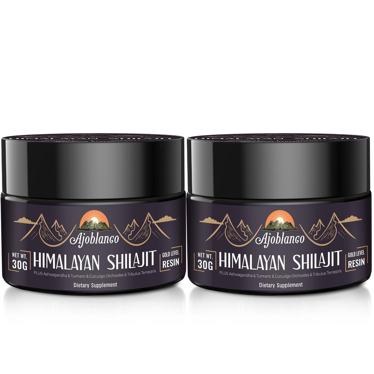 Ajoblanco 600mg Himalayan Shilajit Resin bottle close-up