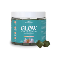 Bottle of Akasha Sea Moss Glow Gummies with Strawberry Lemonade flavor