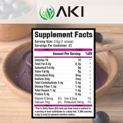 Back packaging of AKI Acai Powder with details