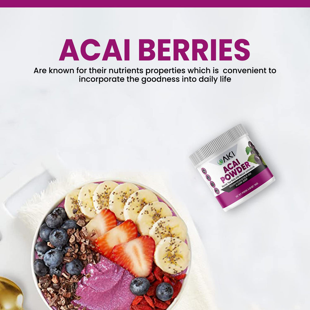 AKI Acai Powder in a smoothie glass