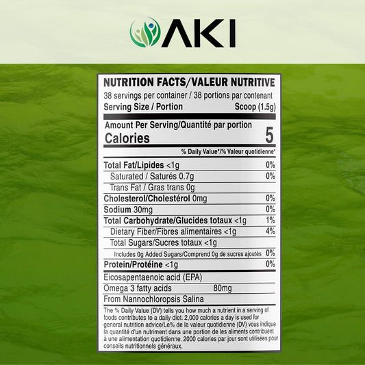 Close-up of AKI Marine Phytoplankton Powder container and label