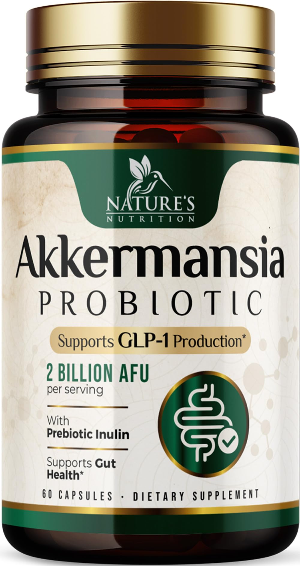 Bottle of Akkermansia probiotic 2B AFU with 60 capsules