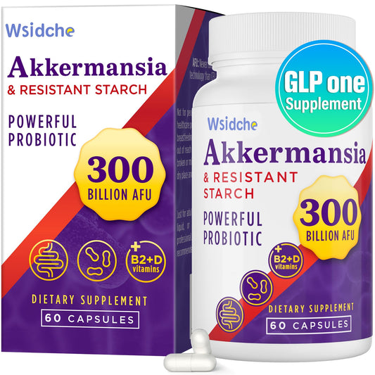 Bottle of Akka Superbiotics 300B AFU Akkermansia probiotic with 60 caps