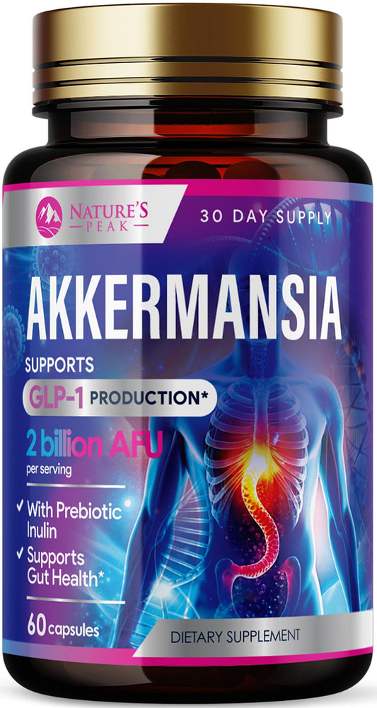 Akkermansia Probiotic Supplement bottle - front view