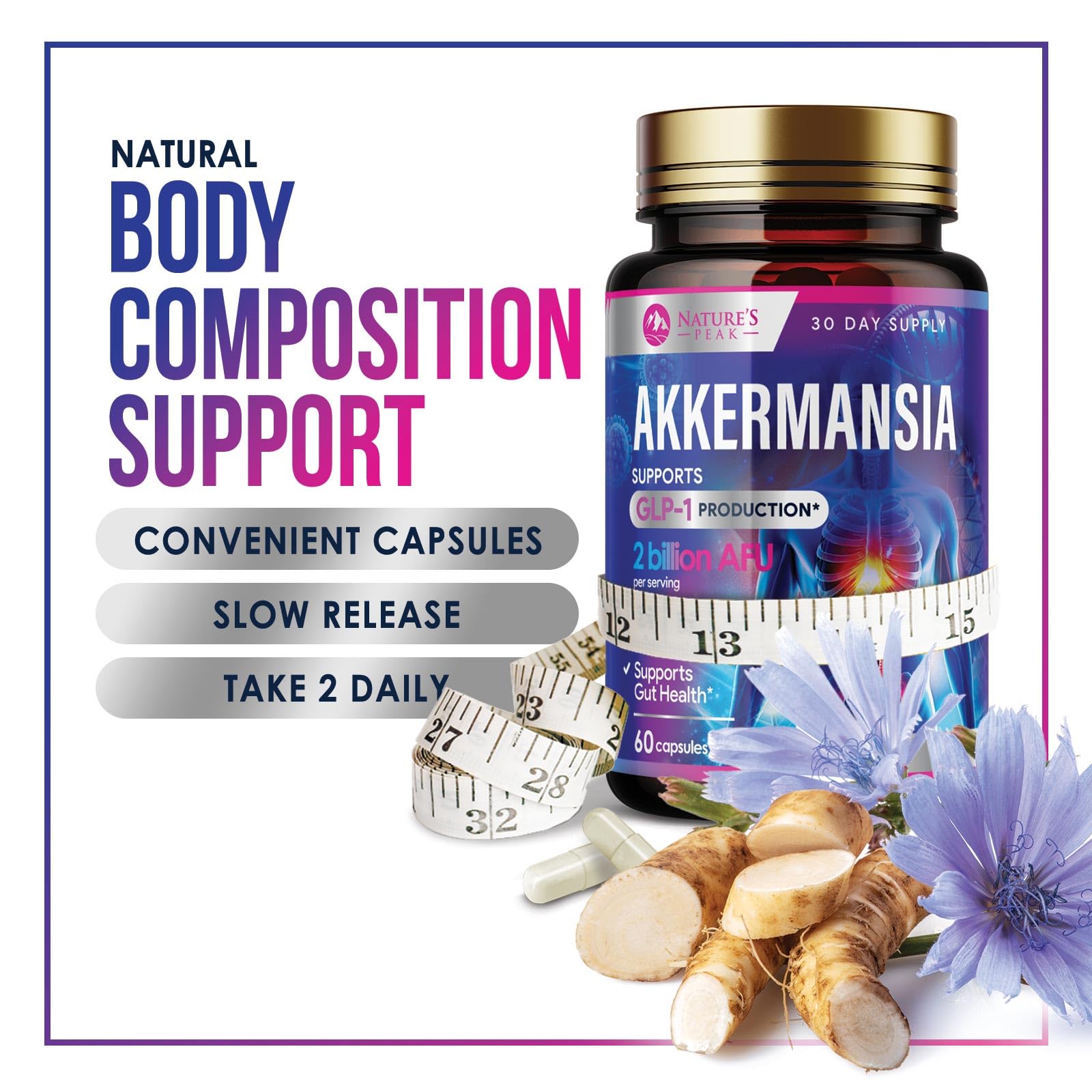 Product packaging and 60 capsules