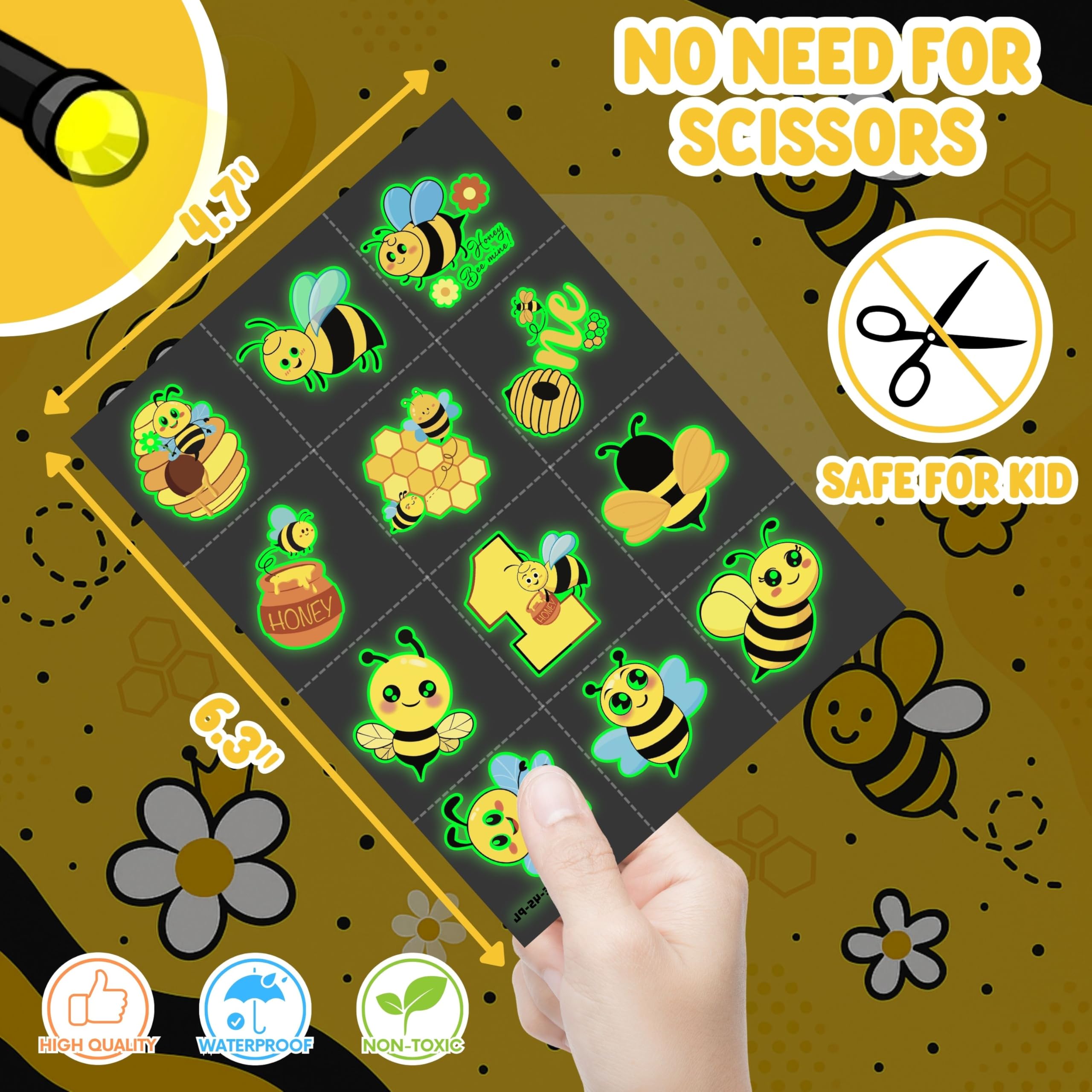 AKRMABEUP classroom bee activity with glow tattoos