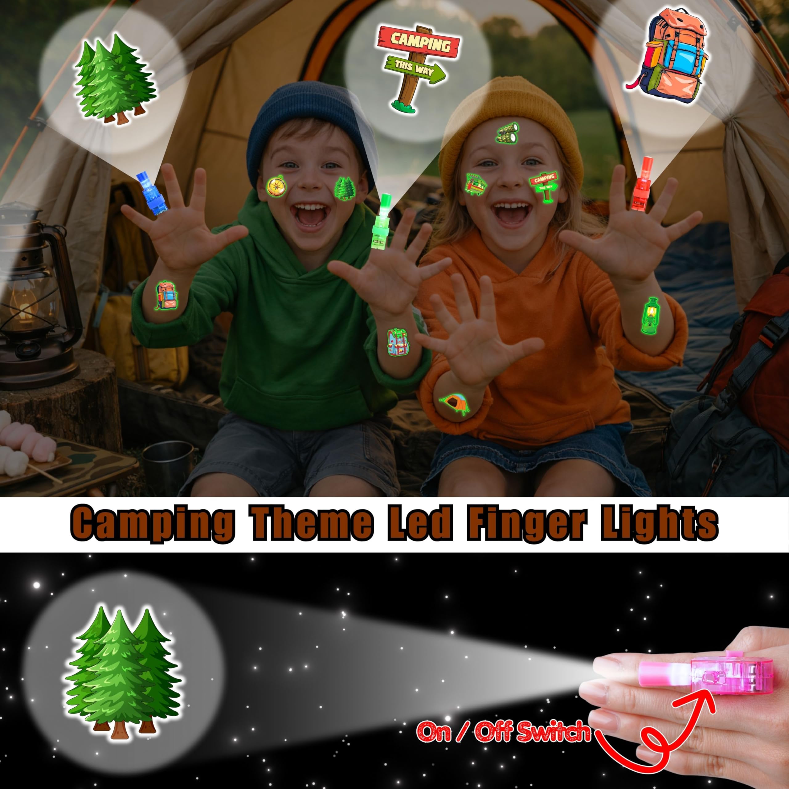 Glow tattoos from AKRMABEUP set glow brightly during outdoor play