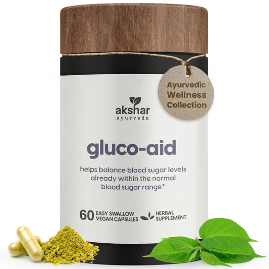 AKSHAR Ayurveda Gluco Support bottle - front view