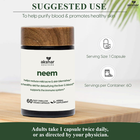 Close-up of Neem Leaf Powder and Neem Extract for capsules