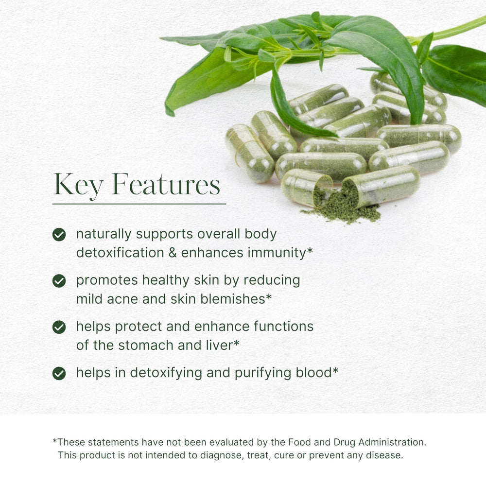 Neem capsules arranged with a skincare concept for clear skin support