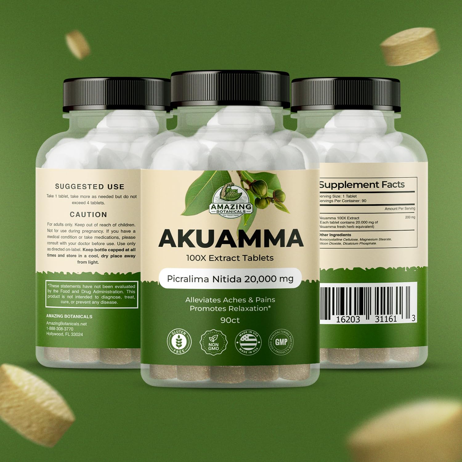 Akuamma extract 200 mg per tablet with 20,000 mg seed equivalent
