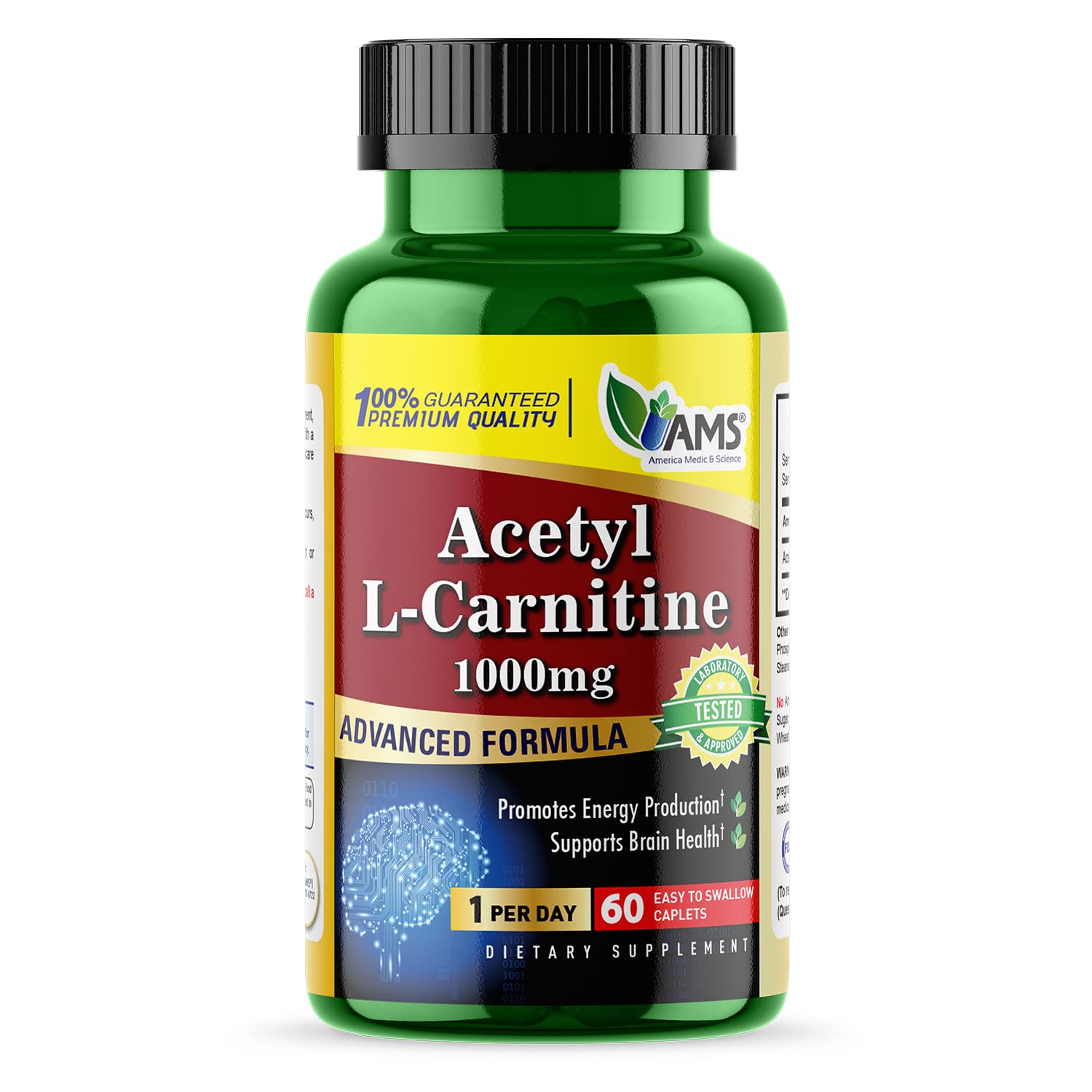 America Medic & Science Acetyl L-Carnitine 1000mg bottle - 60 tablets (hero image)