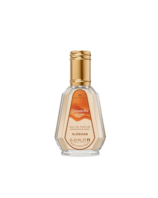 Al-Rehab Caramello bottle side view, ideal for day-to-night wear
