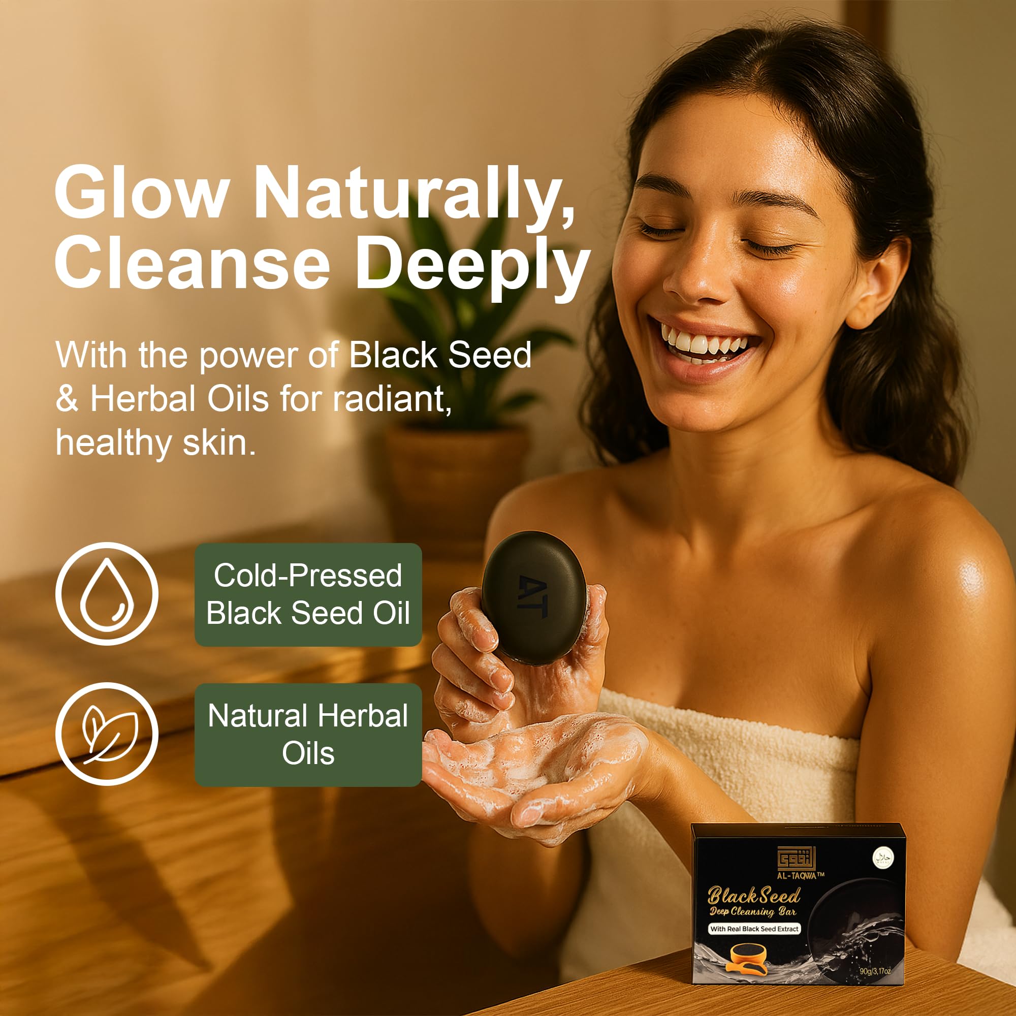 AL-TAQWA natural cleansing formula removes impurities softly