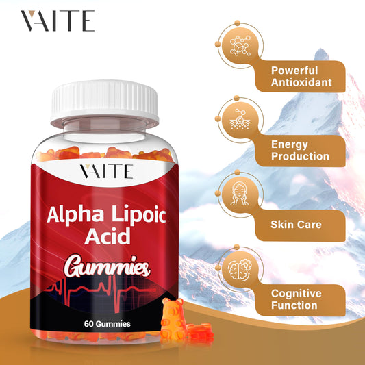 Graphic showing ALA gummies for nerve and brain support