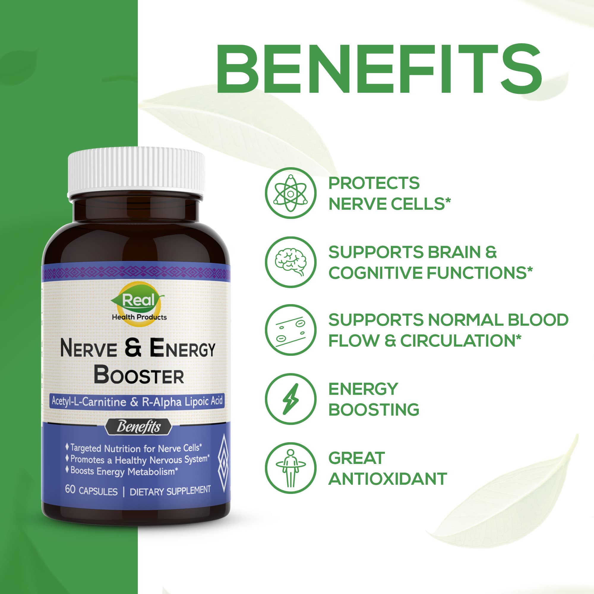 Back view showing supplement facts and ingredients on ALA bottle