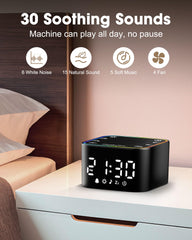 Alampan white-noise-sound-machine digital clock display for quick time checks during sleep.