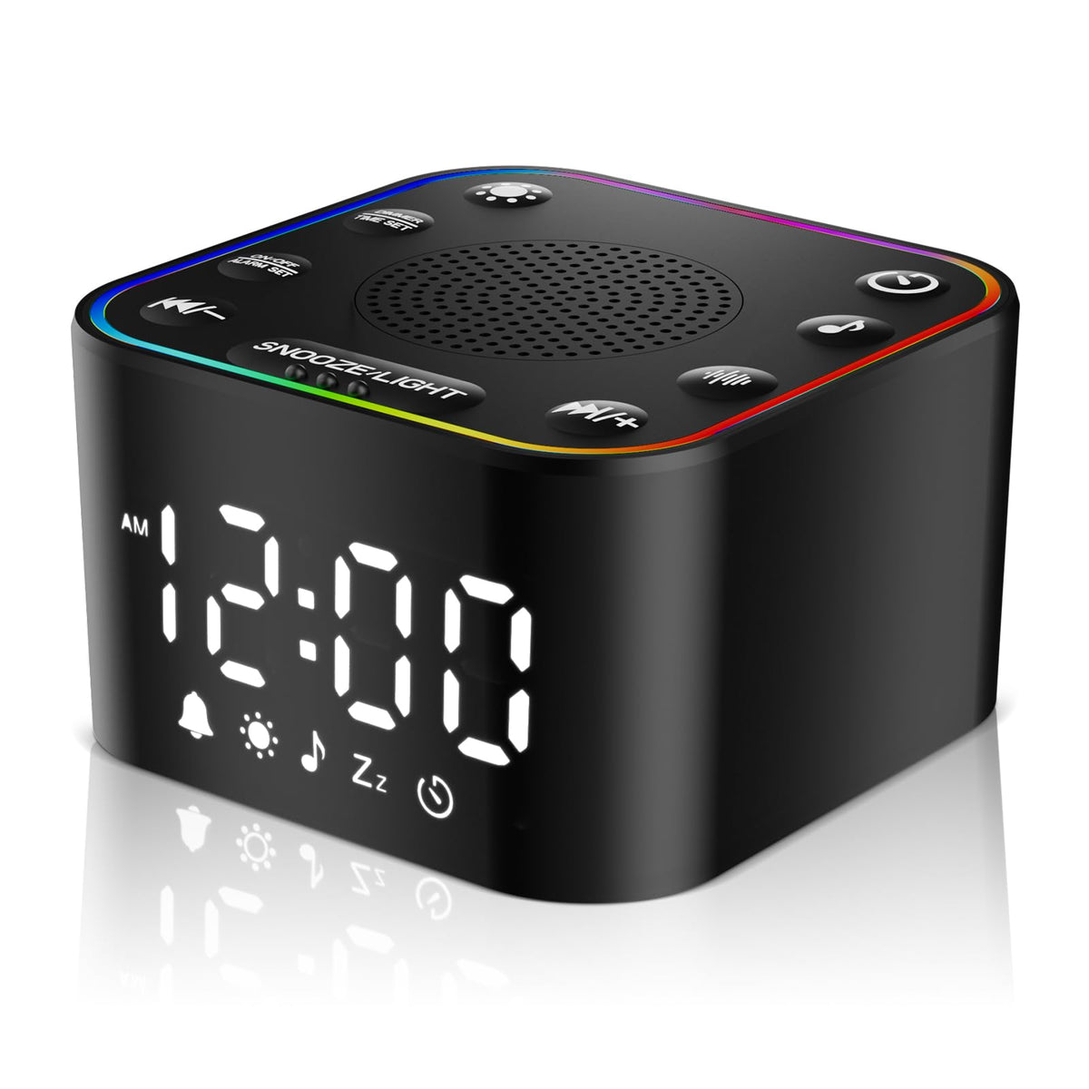 Alampan white-noise-sound-machine front view highlights compact bedside design for simple nightly setup.