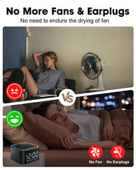 Alampan white-noise-sound-machine memory function captures preferred volume, brightness, and sound for convenience.