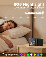 Alampan white-noise-sound-machine timer settings illustrate flexible sleep planning and wake times.