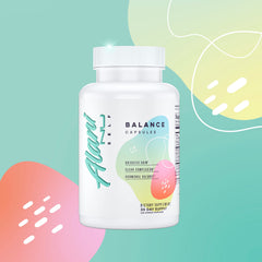 Alani Nu Hormonal Balance on the bathroom counter during morning routine.