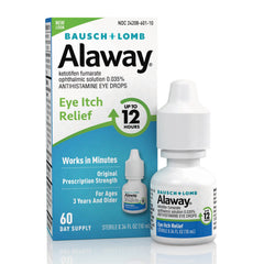 Alaway antihistamine eye drops bottle closeup showing fast-acting relief