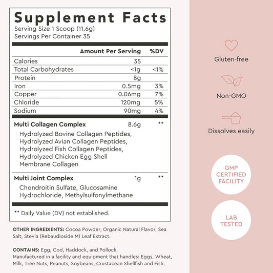 Measuring scoop with chocolate collagen powder