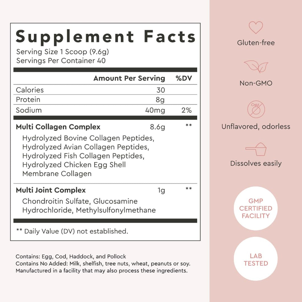 Close-up of collagen powder scoop
