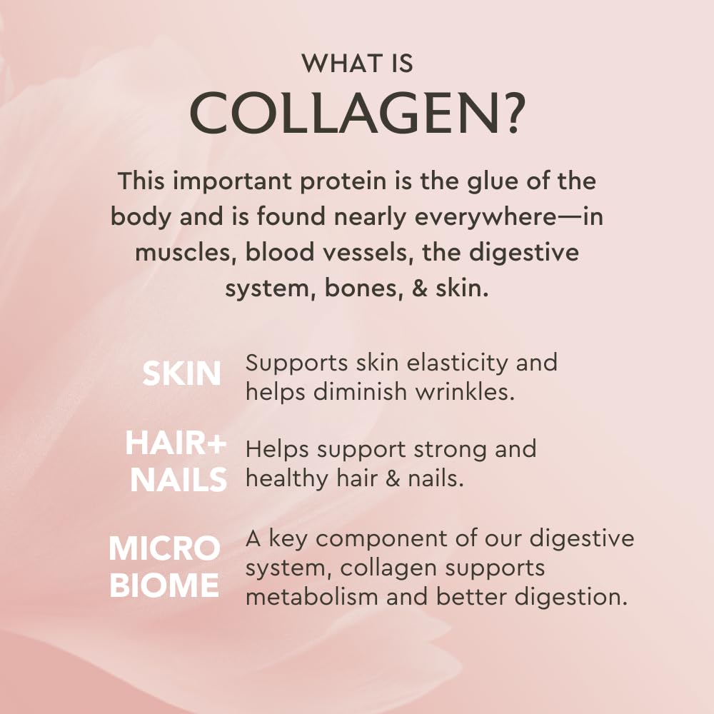 Vanilla collagen powder being poured into a beverage