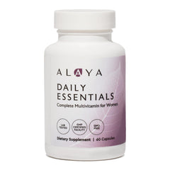 Alaya Naturals Daily Essentials Multivitamin for Women bottle close-up