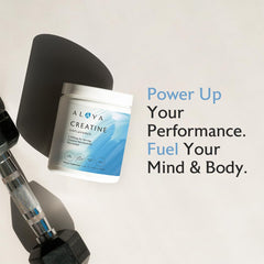 Alaya Naturals Micronized Creatine Powder scoop for precise daily dosing during workouts