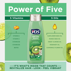Alberto VO5 Power of Five vitamins and oils graphic communicates nourishing potential