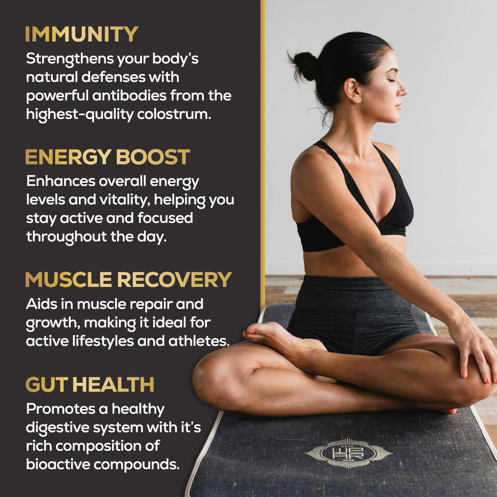 Colostrum powder showing gut health benefits