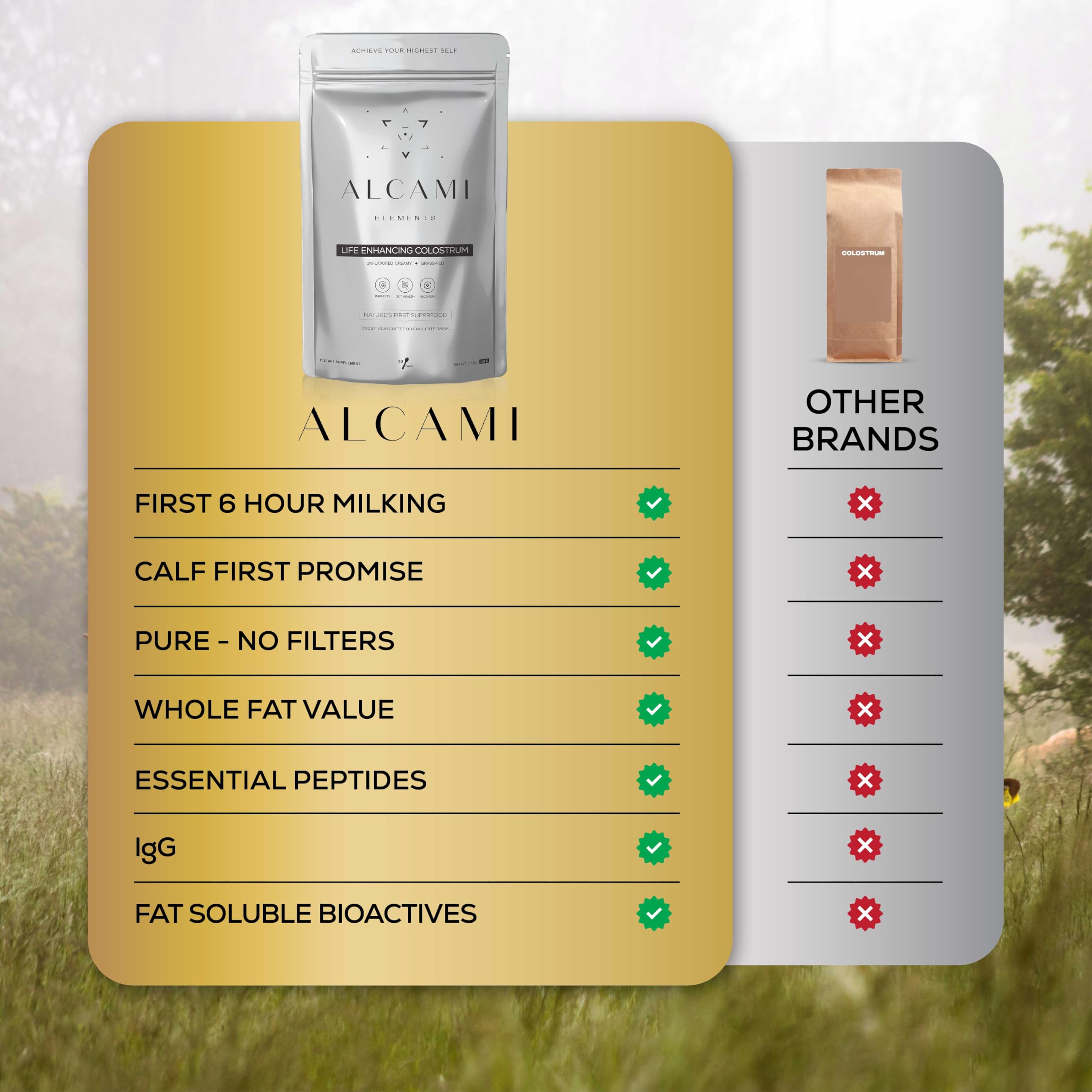 Colostrum powder highlighting immune support