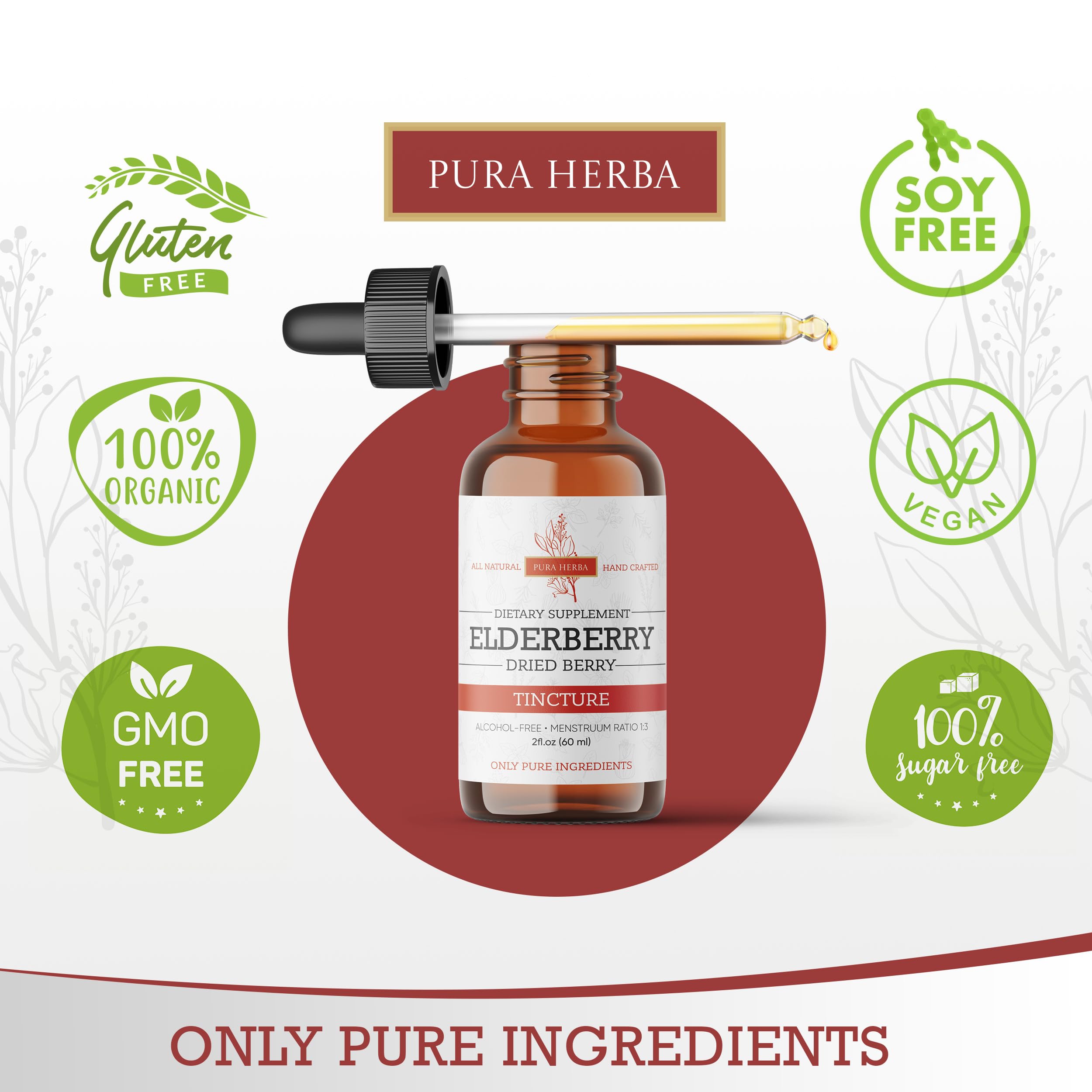 Alcohol-free label on tincture bottle