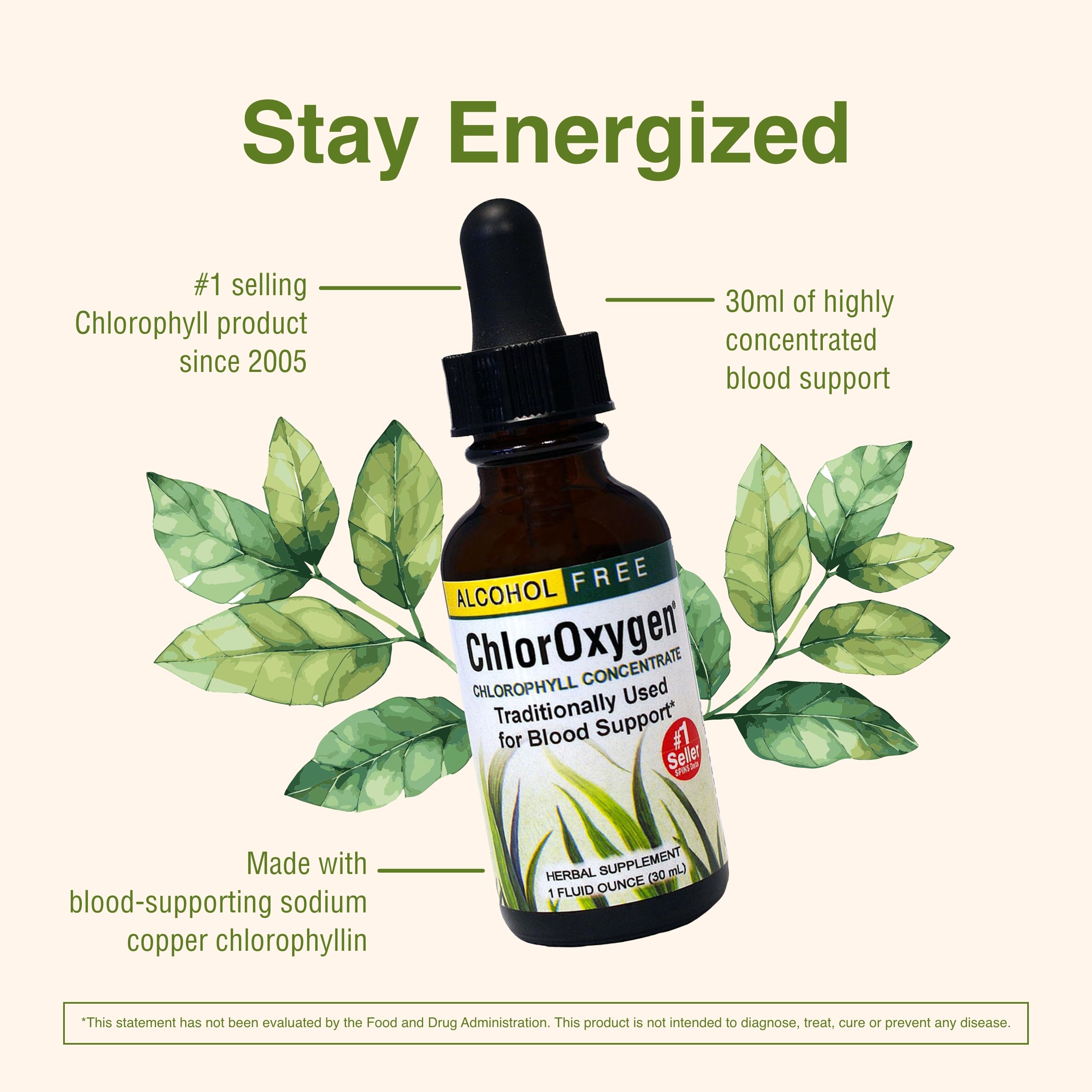 Alcohol-free chlorophyll label