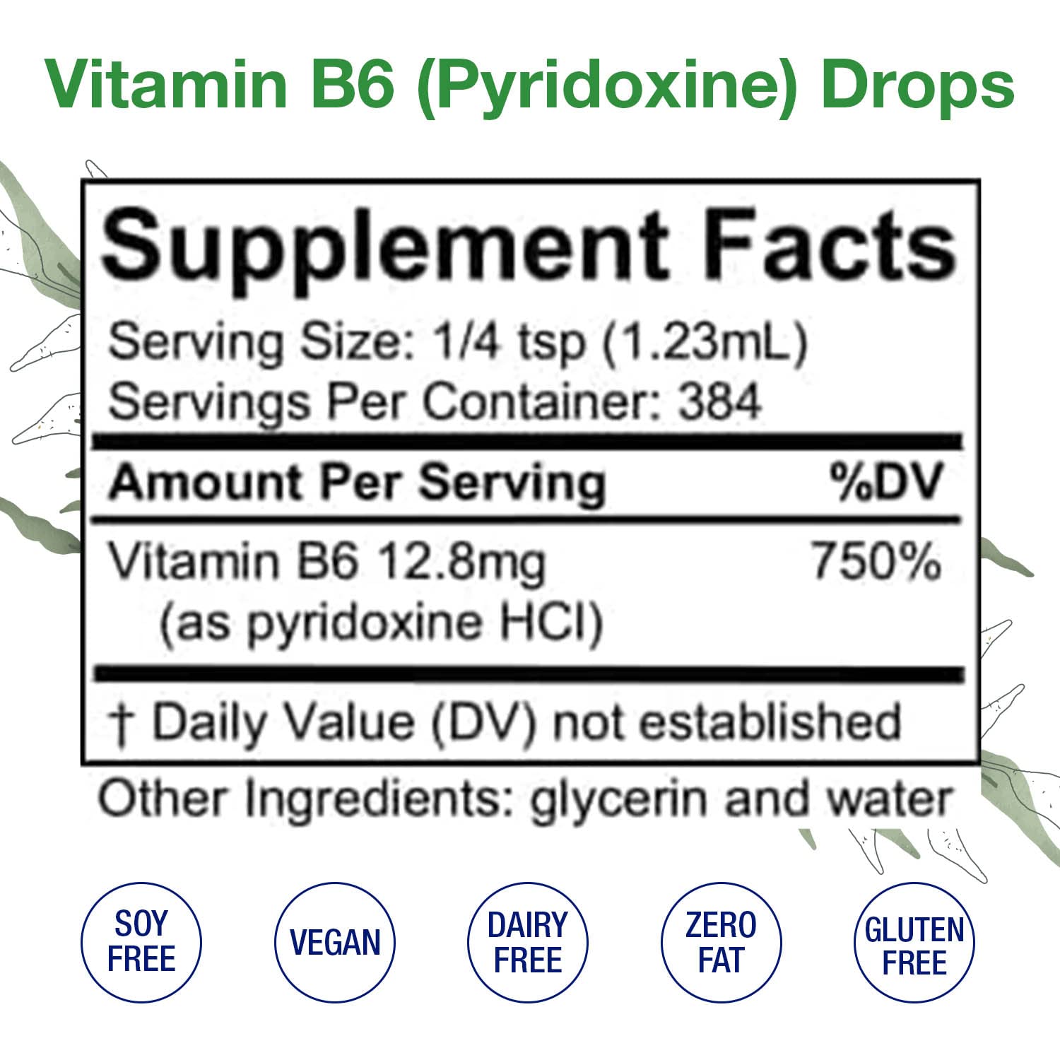 Alcohol-free liquid Vitamin B6 drops close-up with dropper