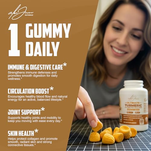 Close-up of product label on Alex Jones Naturals Turmeric & Ginger Gummies