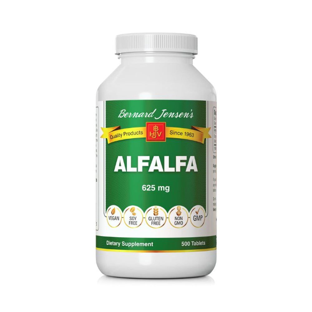 Bernard Jensen Alfalfa Leaf Tablets 625mg bottle label