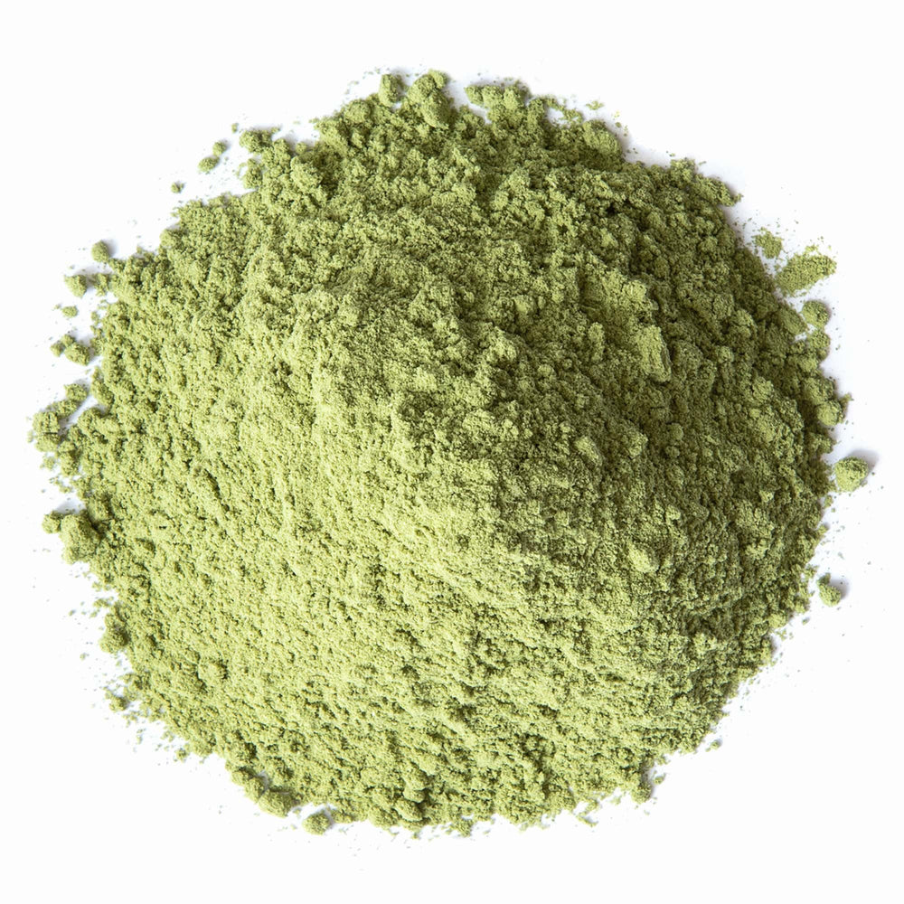 Alfalfa powder packaging and label details