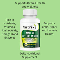 Algae-based omega-3 capsules on white background