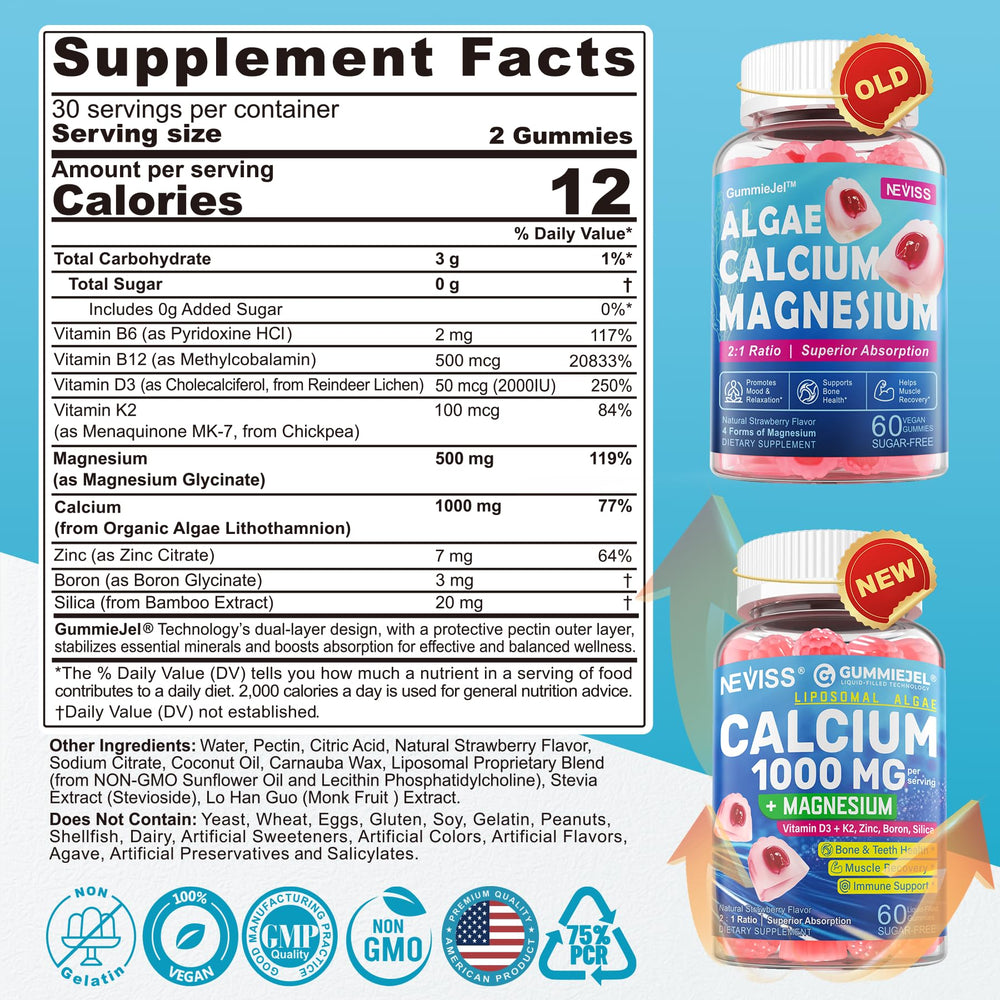 Algae-derived calcium 1000 mg source