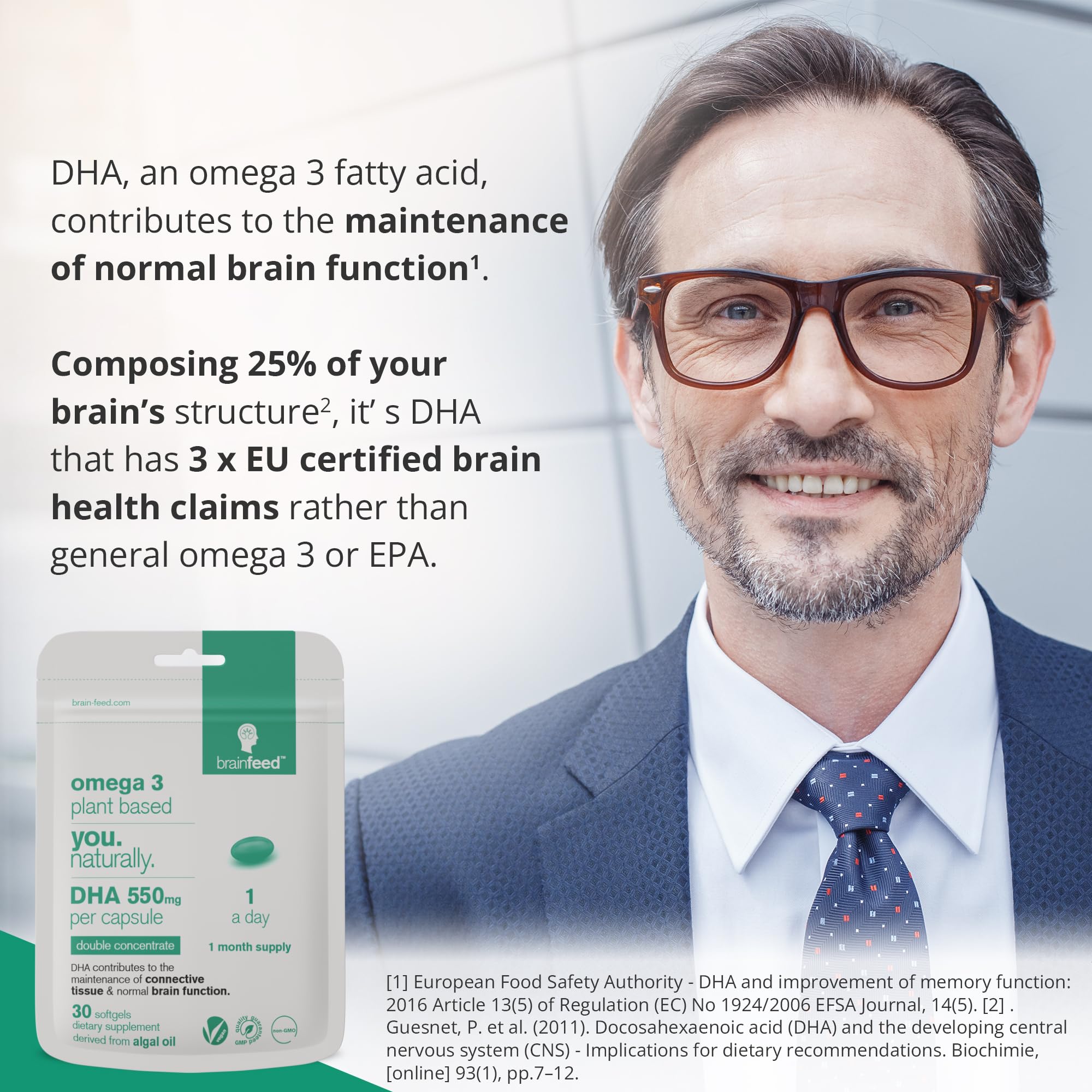 Product packaging of Algae DHA supplements with 1-a-day usage