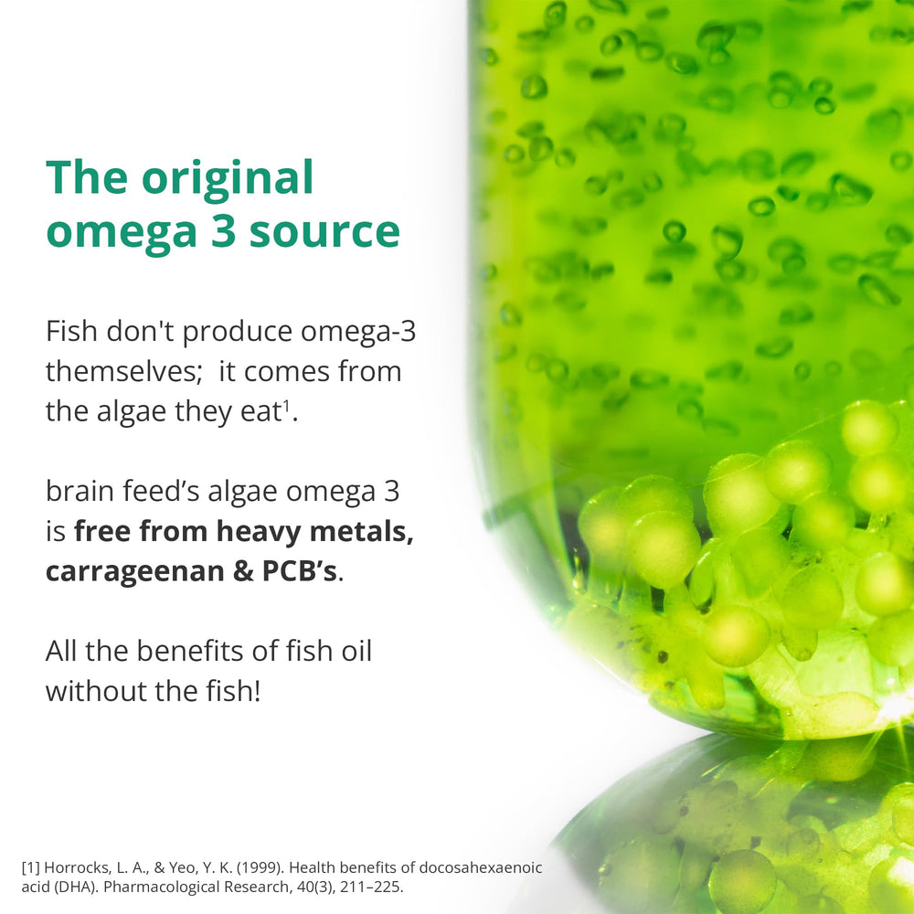 Label highlighting brain and eye health benefits of DHA