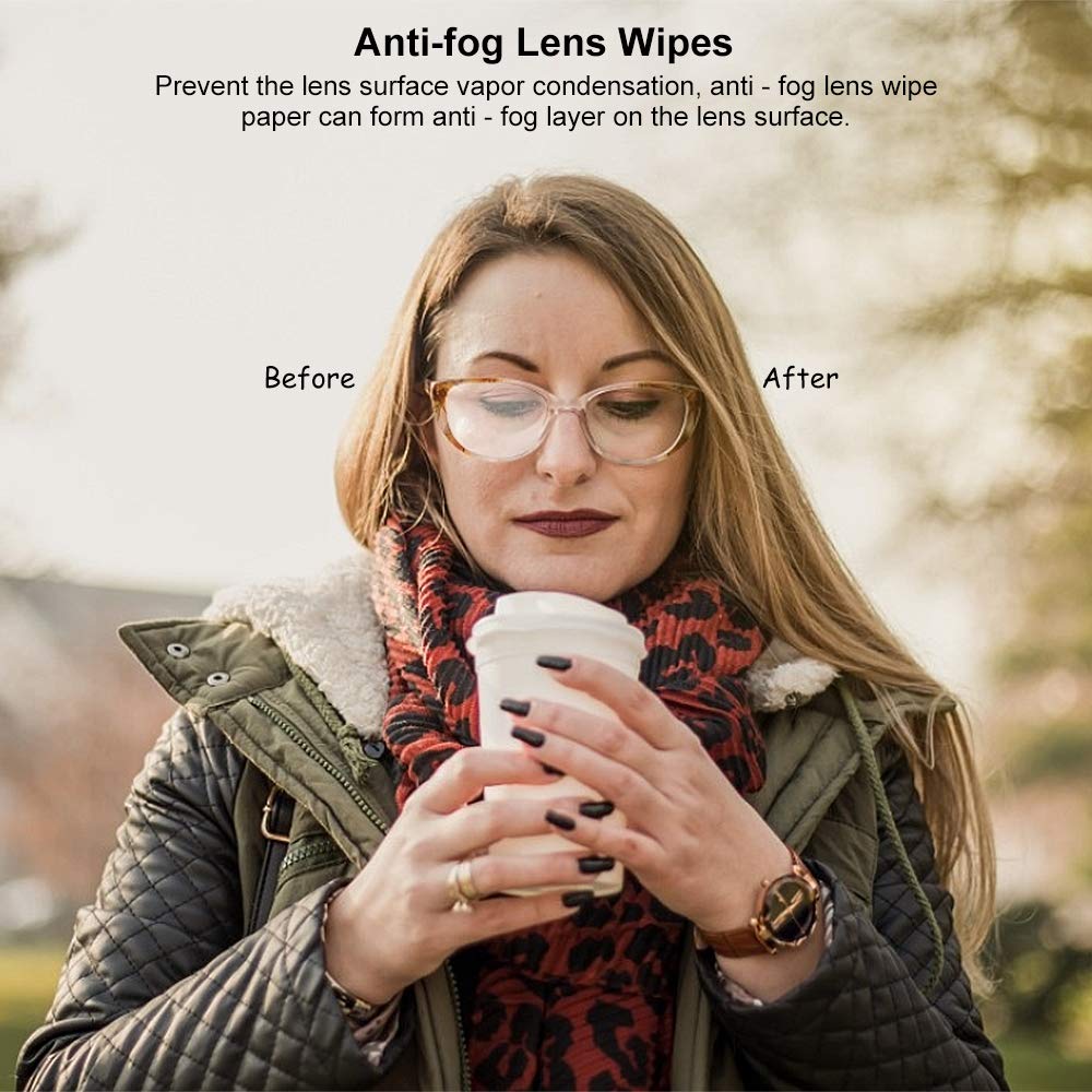 Individually wrapped anti-fog lens wipes