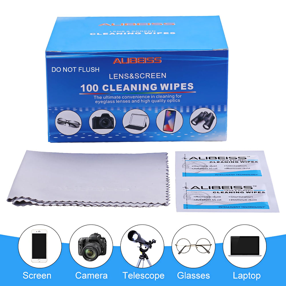 Individually wrapped ALIBEISS lens wipes with microfiber cloth - image 2