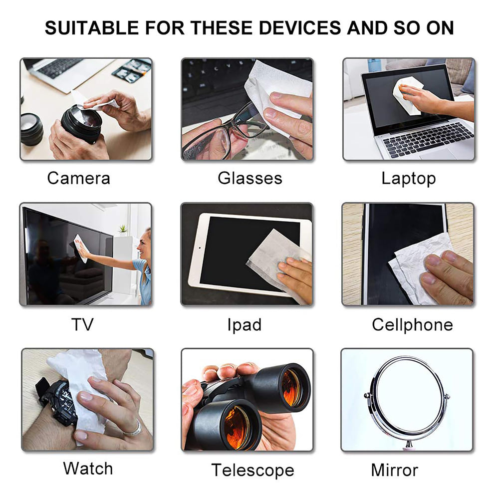 Close-up of wipes cleaning glasses, camera lens and phone screen - image 3
