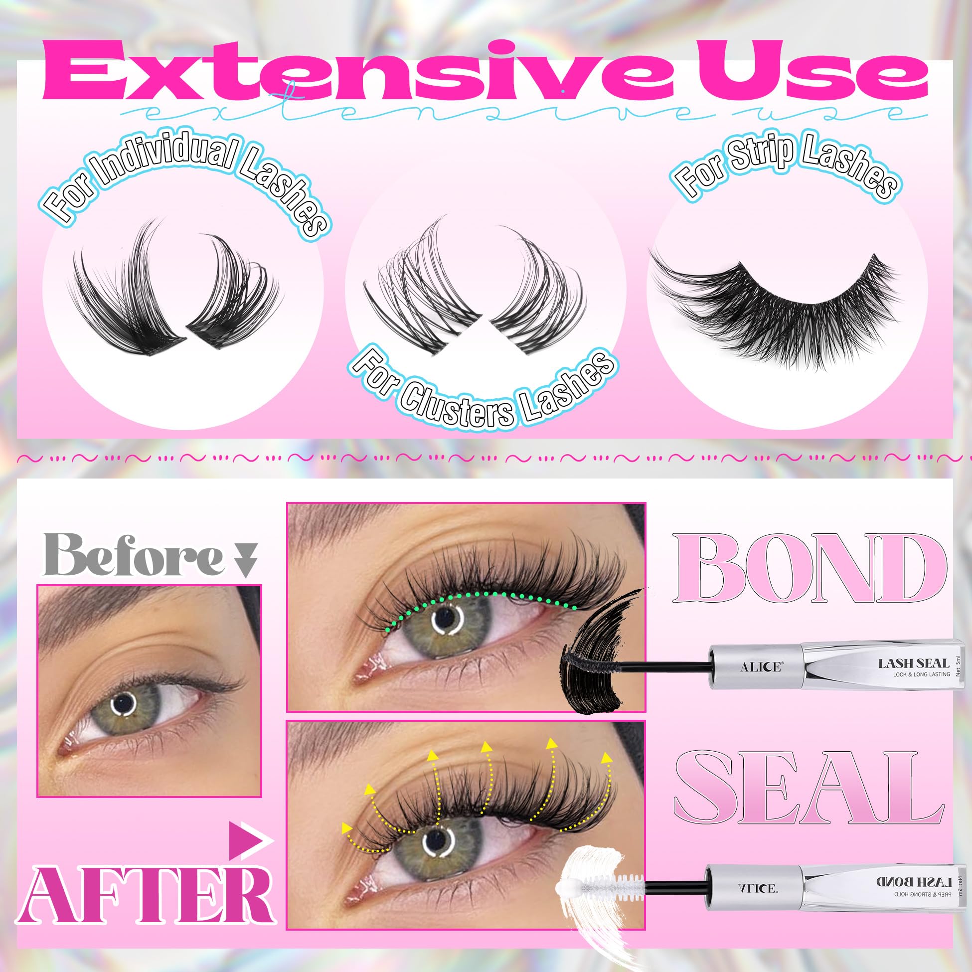 ALICE Lash Glue Bond and Seal DIY-friendly formula for home lashes.