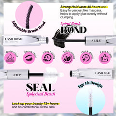 ALICE Lash Glue Bond and Seal in hand during at-home application.